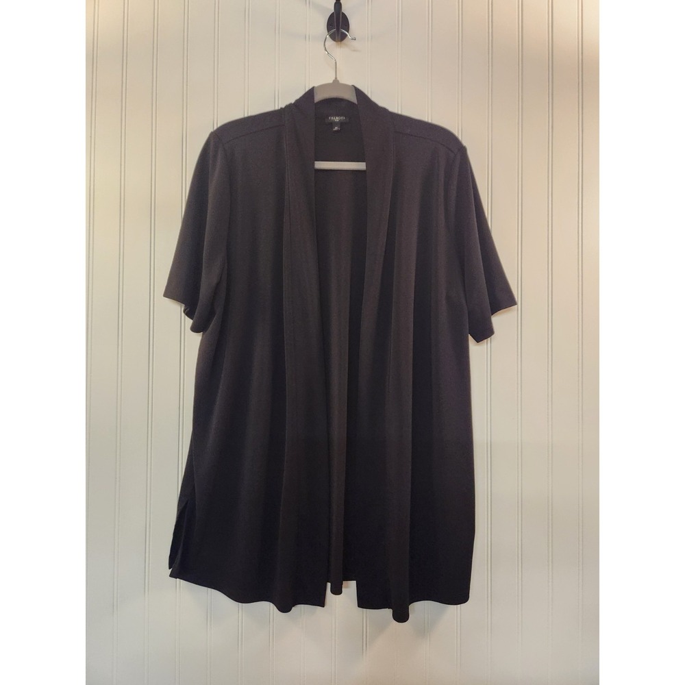 Talbots Women's Black Smooth Textured Long Open Cardigan Size 1X Flowy Casual